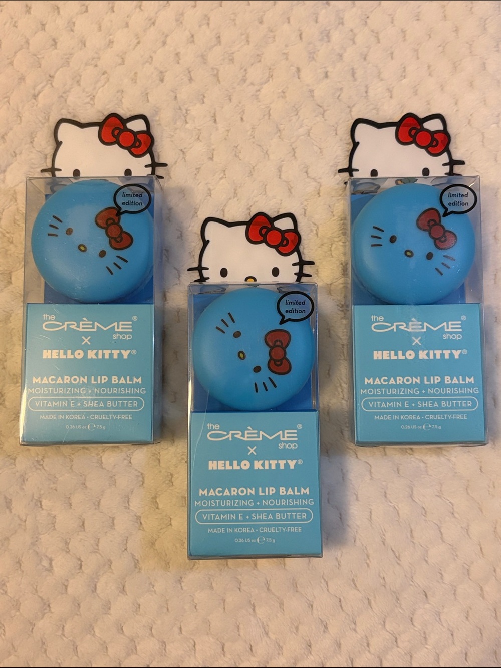 Set of 3 - The Crème Shop x Hello Kitty Blue Macaron Lip Balm - Cool As Mint
